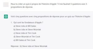 Exemple de Quiz avec chatGPT